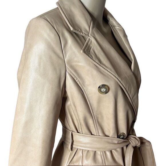 7 For All Mankind Vegan Faux Leather Trench Belted Coat NWT S - Picture 4 of 16
